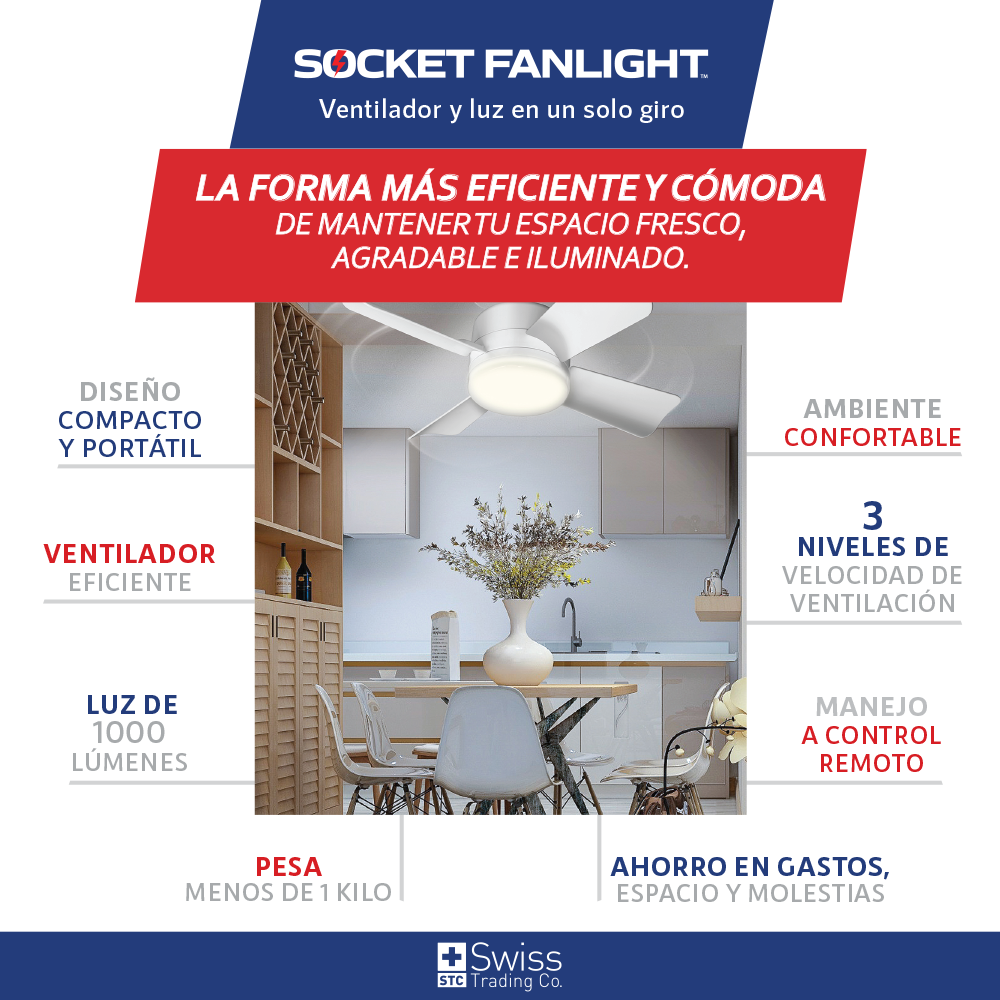 Socket Fanlight: frescura + luz en un solo giro