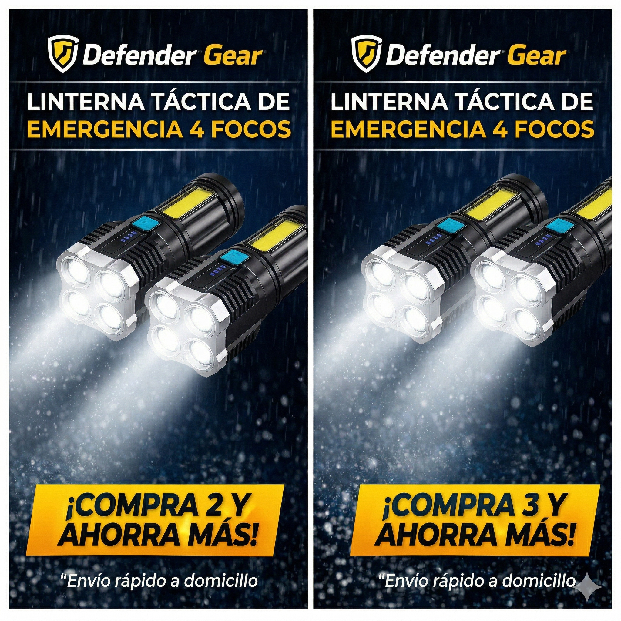 Linterna Táctica de Emergencia 4 Focos