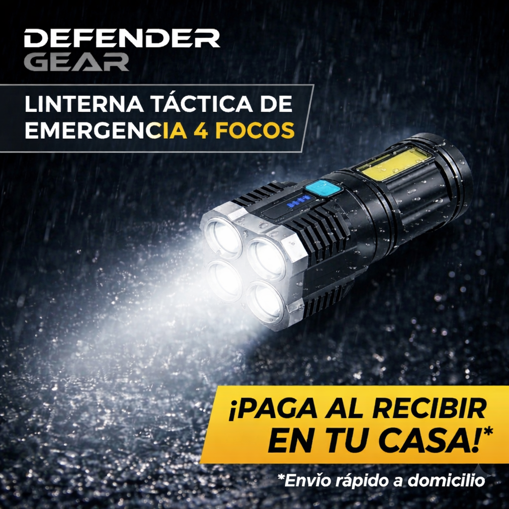 Linterna Táctica de Emergencia 4 Focos