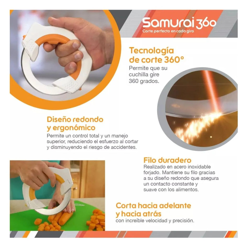 PACK Swiss Trading Co - Cuchillo Circular Samurai 360 + Balanza Digital 5kg