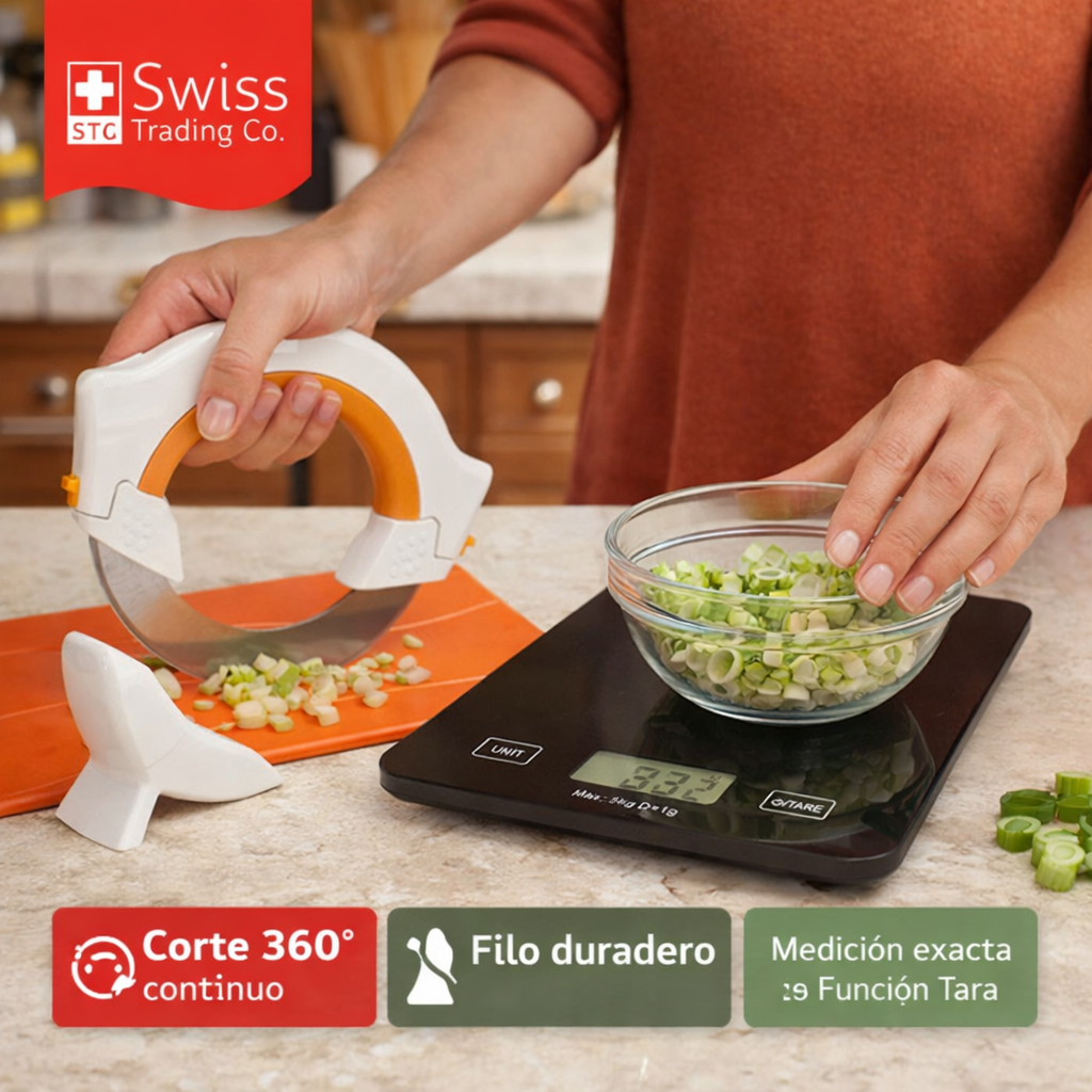 PACK Swiss Trading Co - Cuchillo Circular Samurai 360 + Balanza Digital 5kg